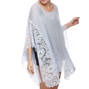 Lt.blue / 30% Cotton 70% Polyester / Lace Cover Up